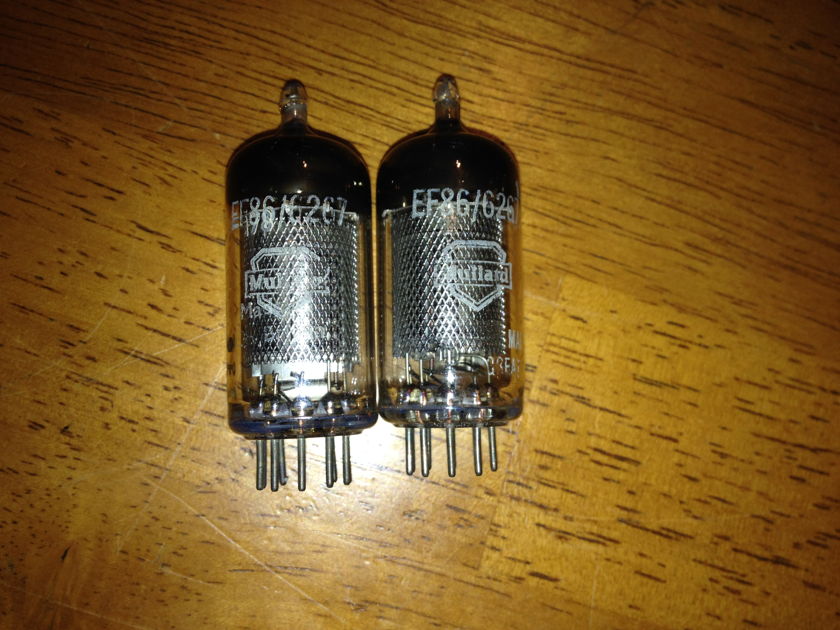 Mullard Great Britain EF86 / 6267 longmesh matched tubes pair test nos