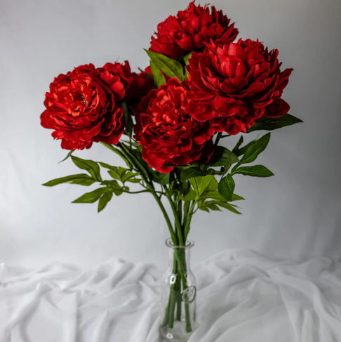 Red Peony Large Bloom - Realistic Artificial Flowers