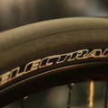 Focus on an electric bike tire