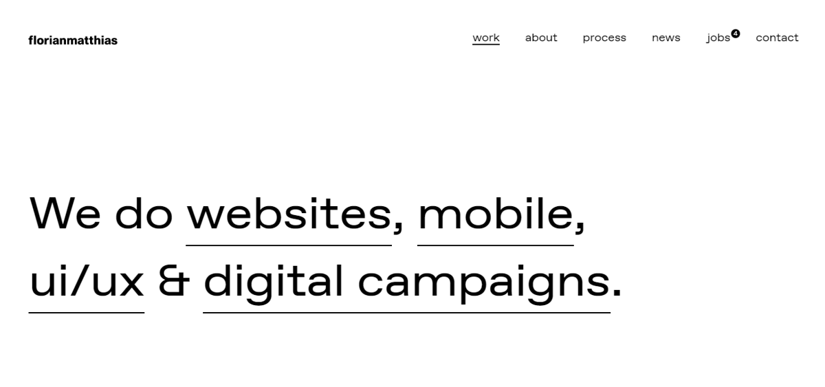 Screenshot of Florian Matthias, from the simple & minimal websites collection.
