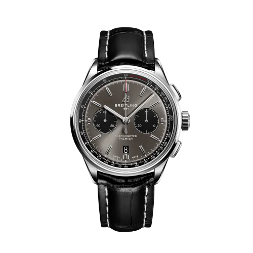 Premier B01 Chronograph 42 Stainless Steel / Anthracite / Croco / Folding