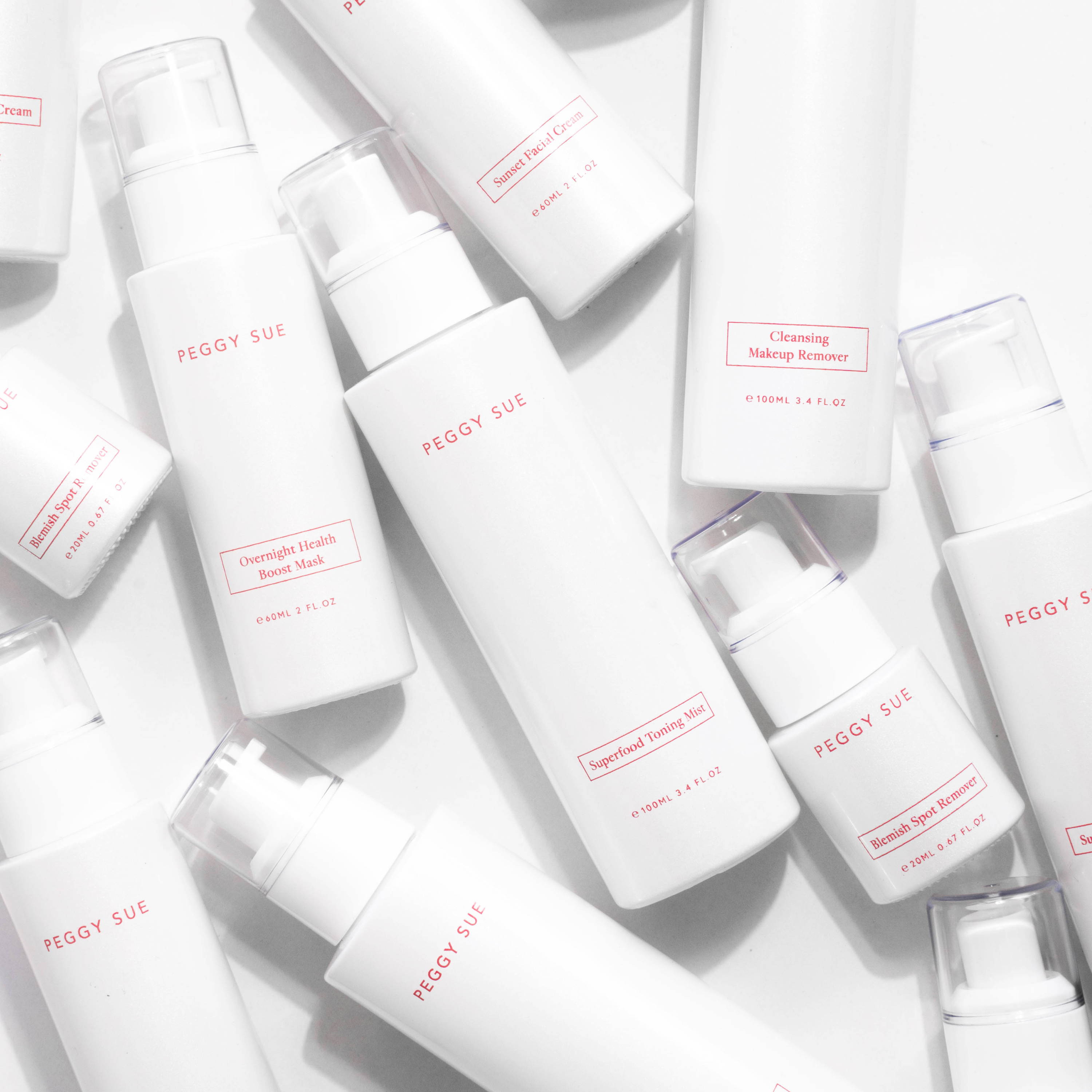 Product shot of entire Peggy Sue range