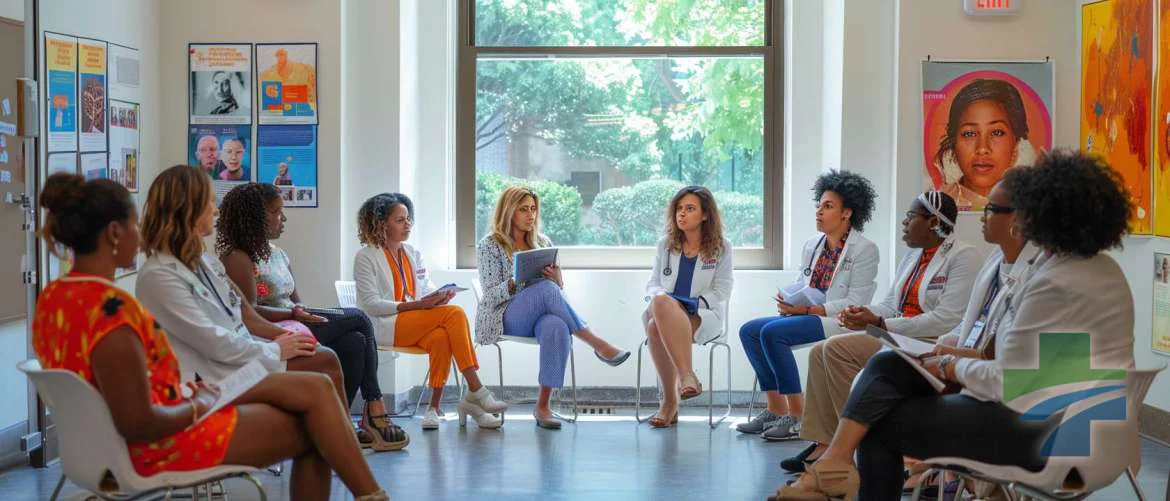 Healthcare professionals engaging in an emotional intelligence workshop
