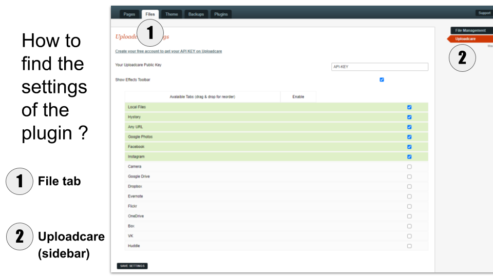 Uploadcare Settings