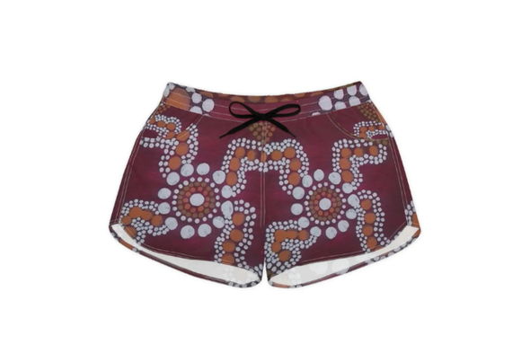Aboriginal Dot Art Floral Women's Shorts | Boho Tribal Pattern Swim