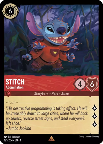 Stitch card from Disney's Lorcana: The First Chapter.