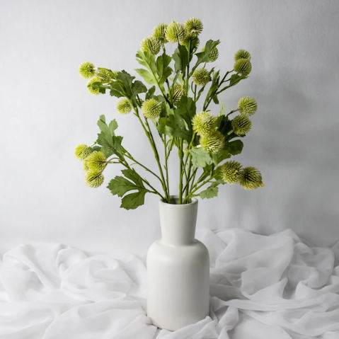 White Pom Pom Spray - Realistic Artificial Flowers and Greenery