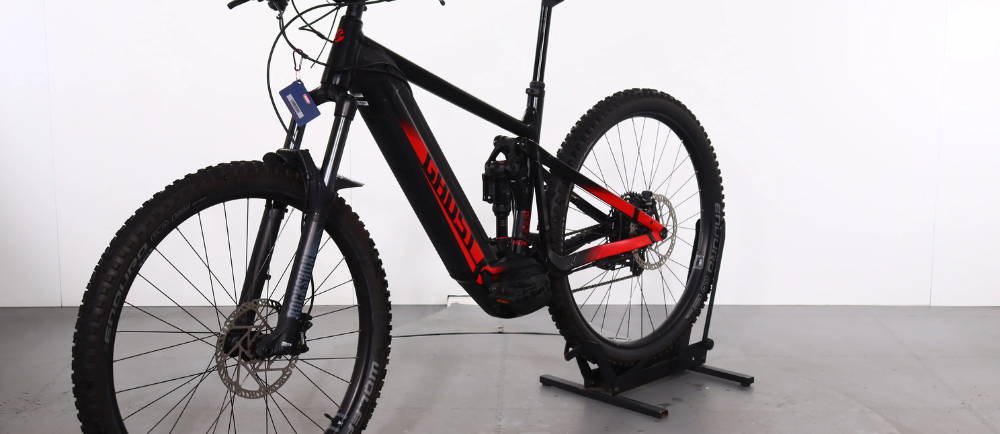 Ghost electric mountain bike in stand