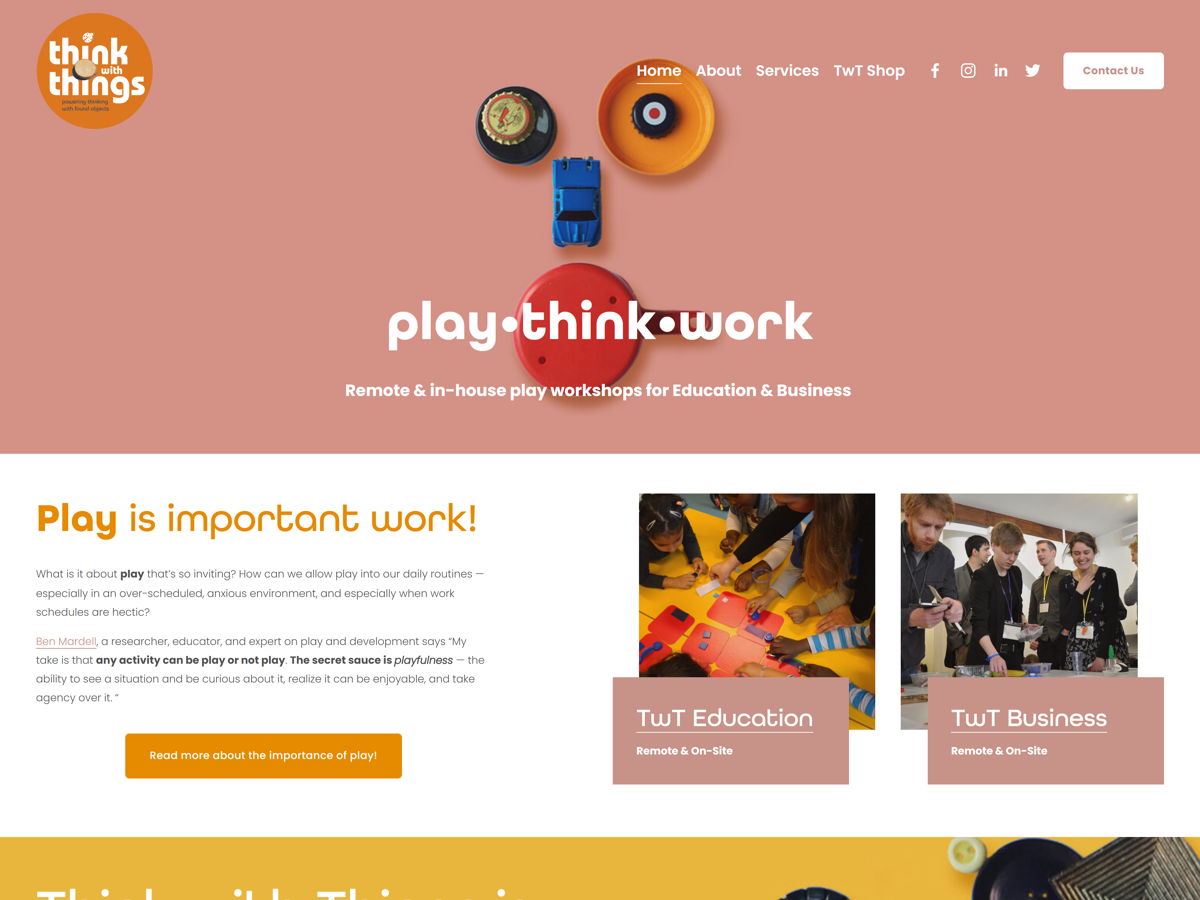 Screenshot of Think with Things, from the squarespace websites  collection.