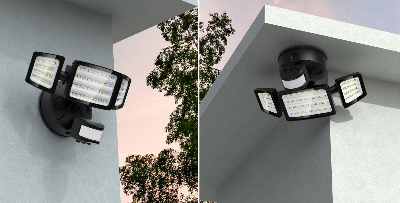 55W Motion Detector LED Garden Lights Installation