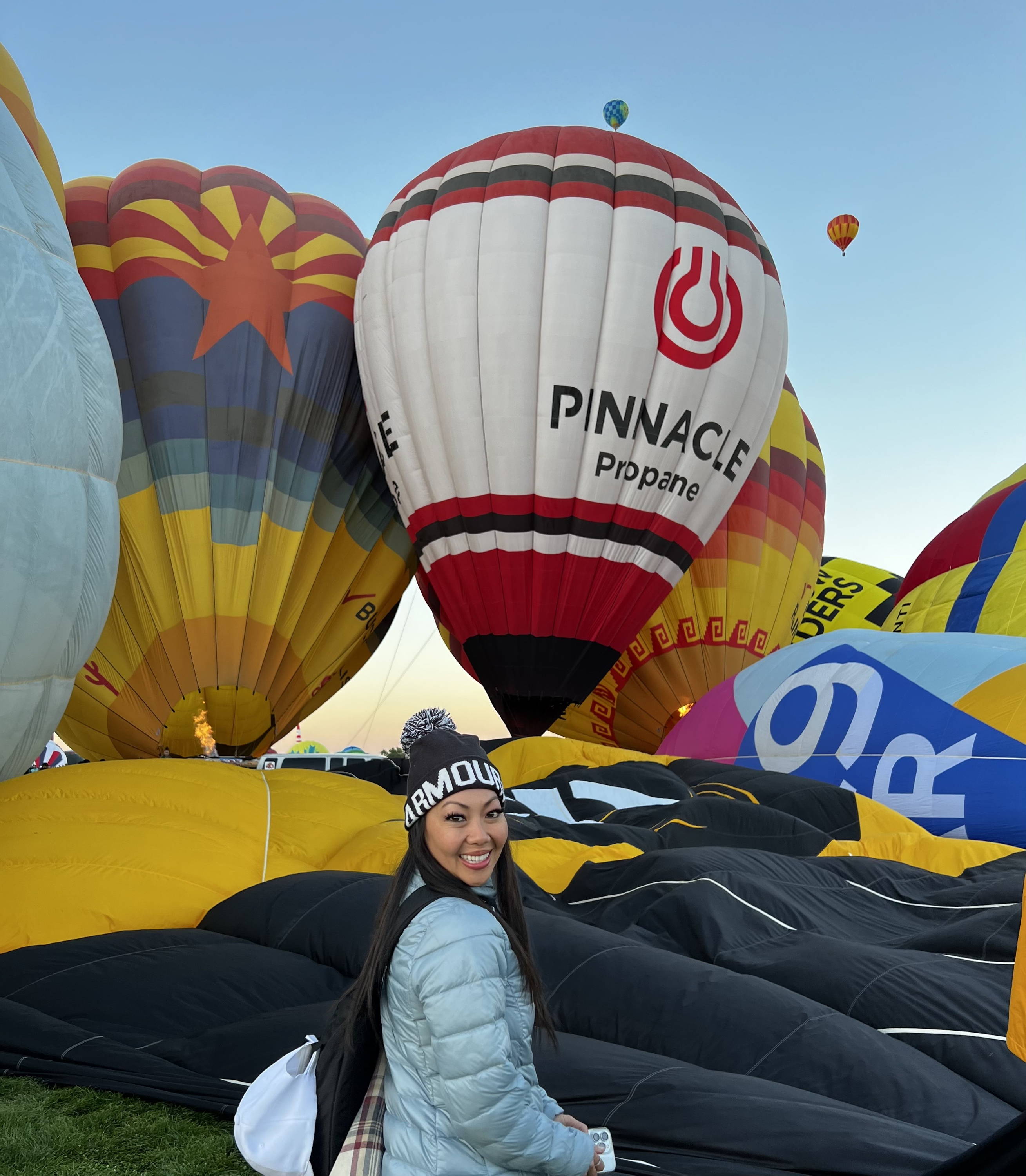 Kayden Phan at the Albuquerque Balloon Fiesta before flying in a hot air balloon