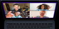 notebook mostrando facetime com quatro pessoas sorrindo