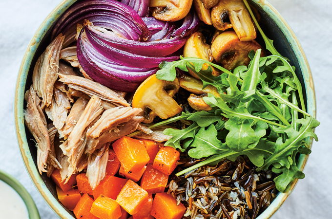 Wild Rice Bowl with Squash, Mushrooms and Duck Confit
