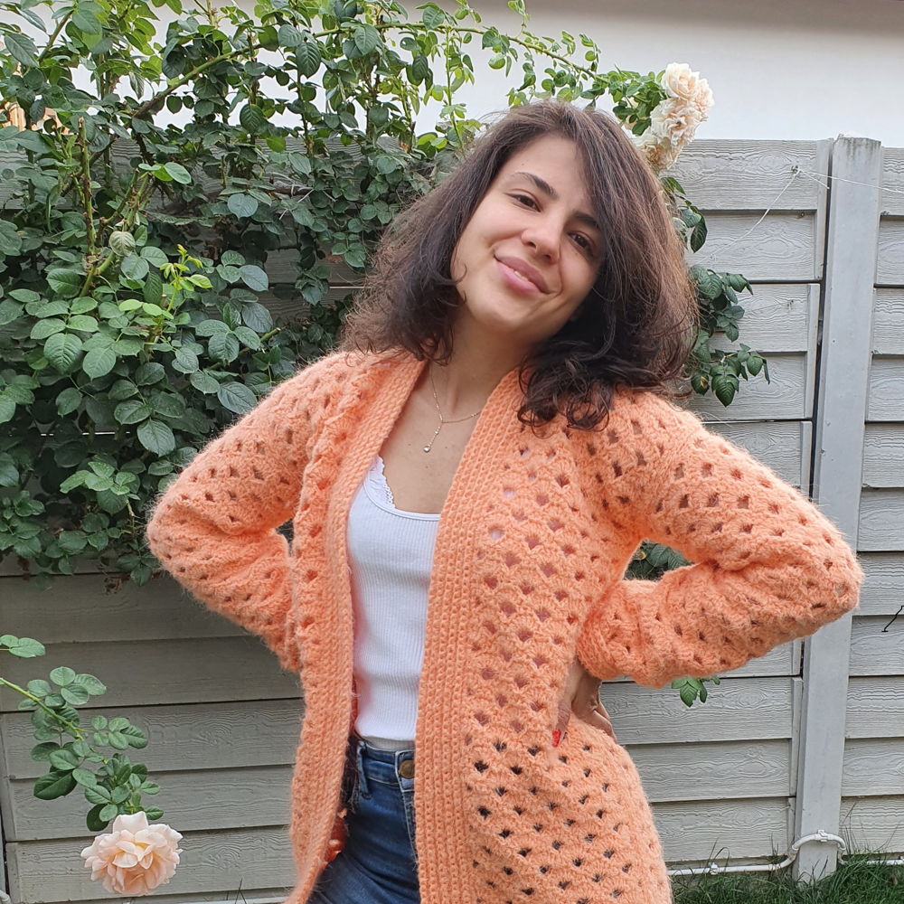 Cardigan eenvoudig en gemakkelijk met arcadesteek