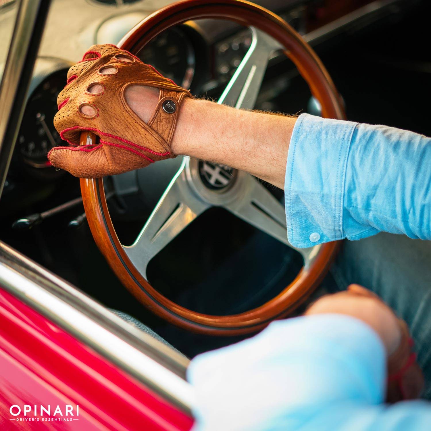 Red brown Ferrari driving gloves