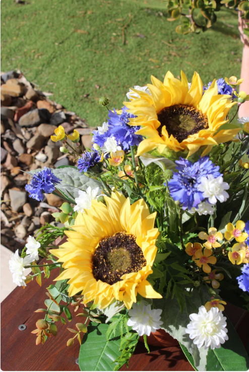Sunflower and Cornflower Arrangement - Realistic Artificial Flowers - Image 3