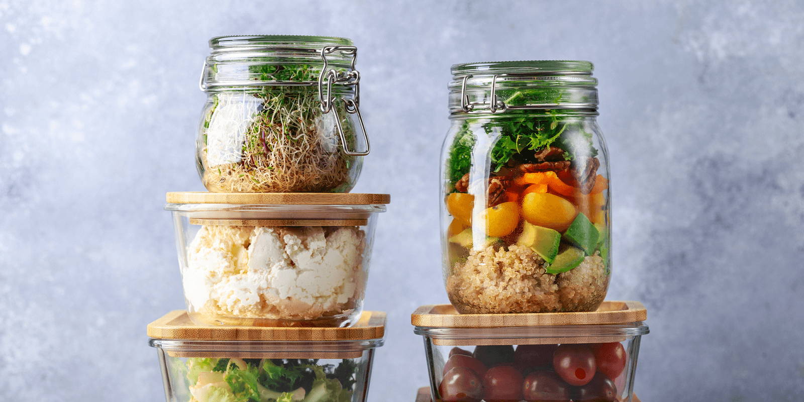 Fresh food in containers.