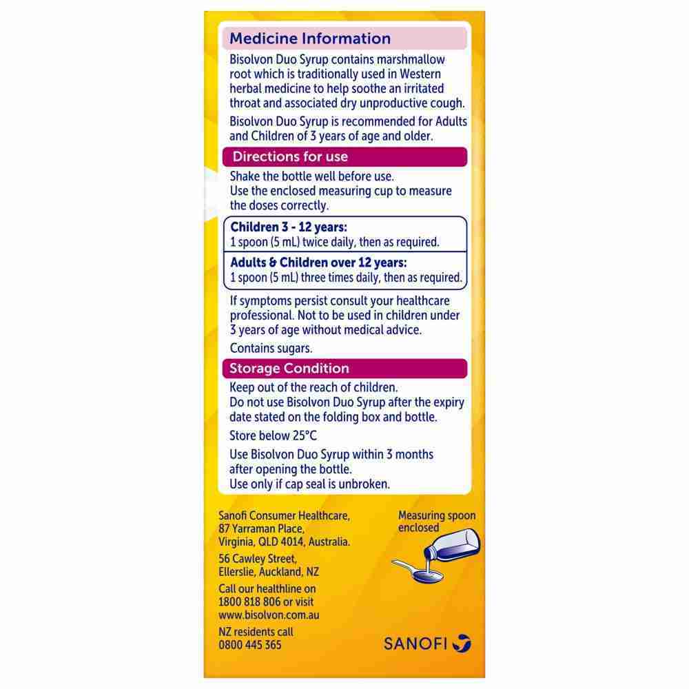 Bisolvon Duo Syrup 100ml ARTG 323758 - Image 4