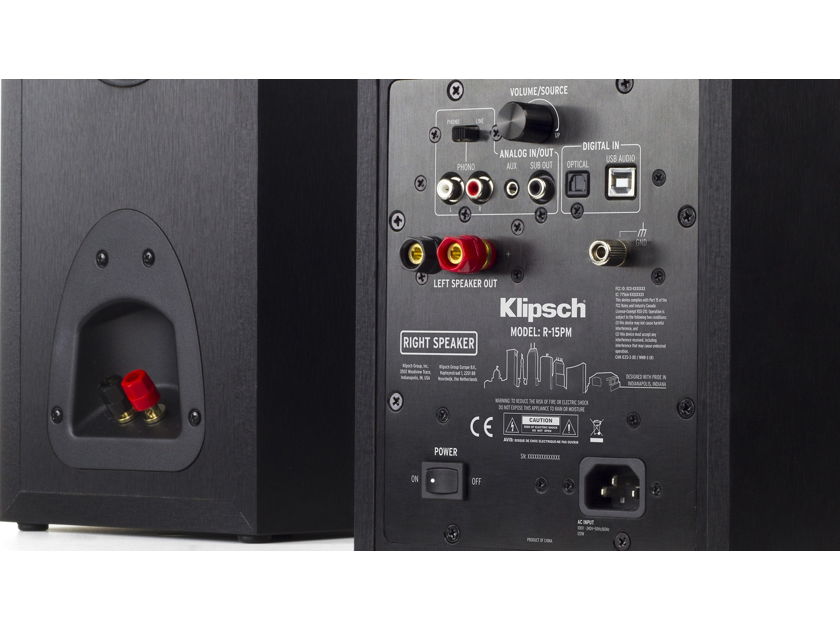 Klipsch Klipsch R-15PM Powered Speakers with Bluetooth  & Turntable Input NEW w Free Shipping