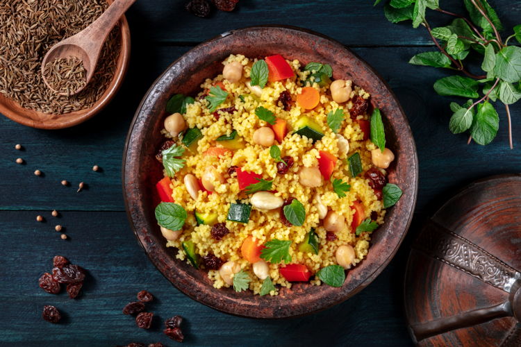 Photo of Moroccan Veggie Tagine with Naan & Goat Cheese Spread