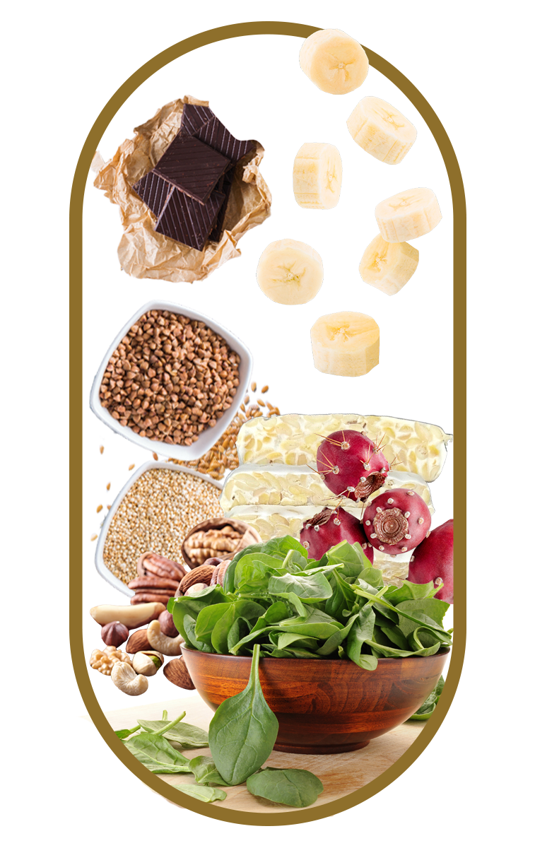 Magnesium-rich foods like spinach and bananas support energy, nerves, and muscles