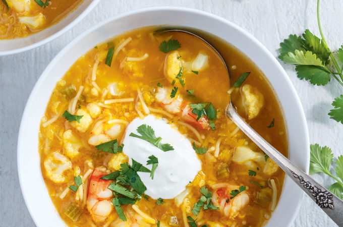 Hearty Lentil, Shrimp and Cauliflower Soup