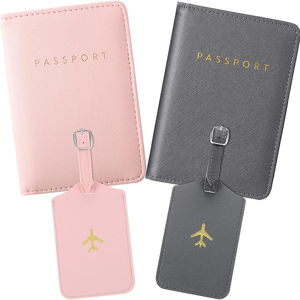 Passport Covers and Luggage Tags- Pink and Gray