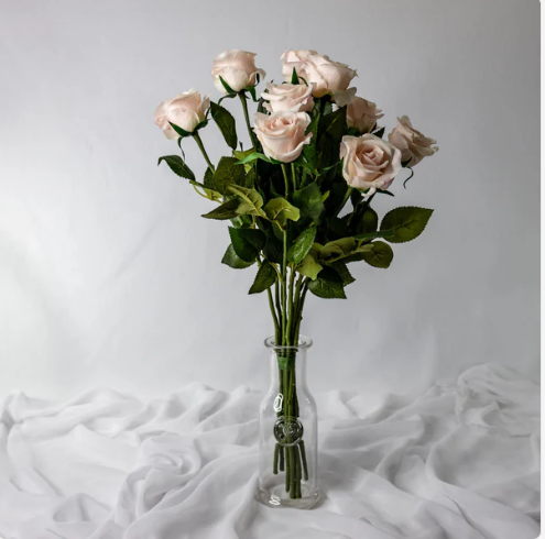 Light Pink Real Touch Half Bloom Rose - Realistic Artificial Flowers - Image 2
