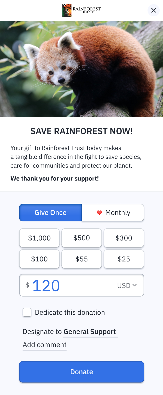 Rainforest Trust Checkout Form