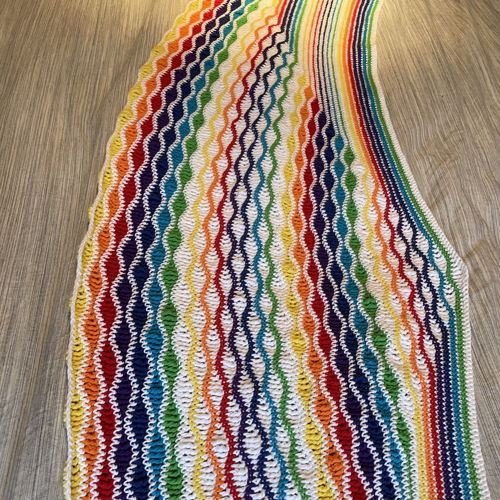 Crocheted scarf Rainbow wave