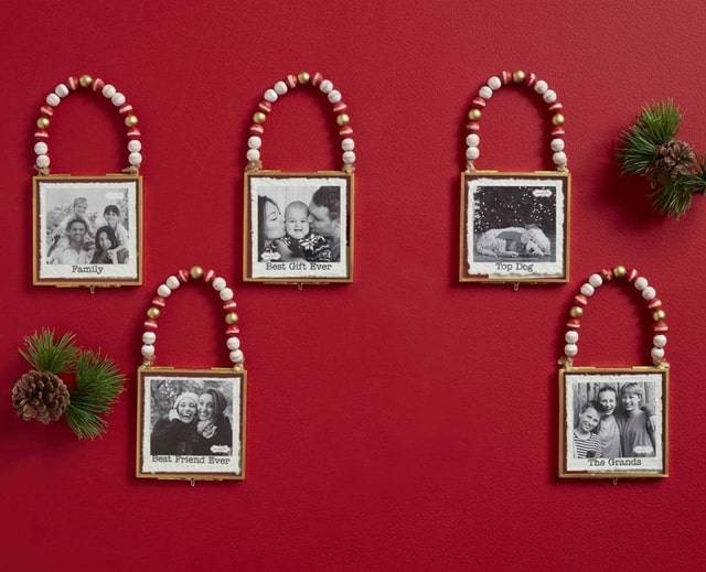 mudpie holiday Christmas ornaments with photo frame