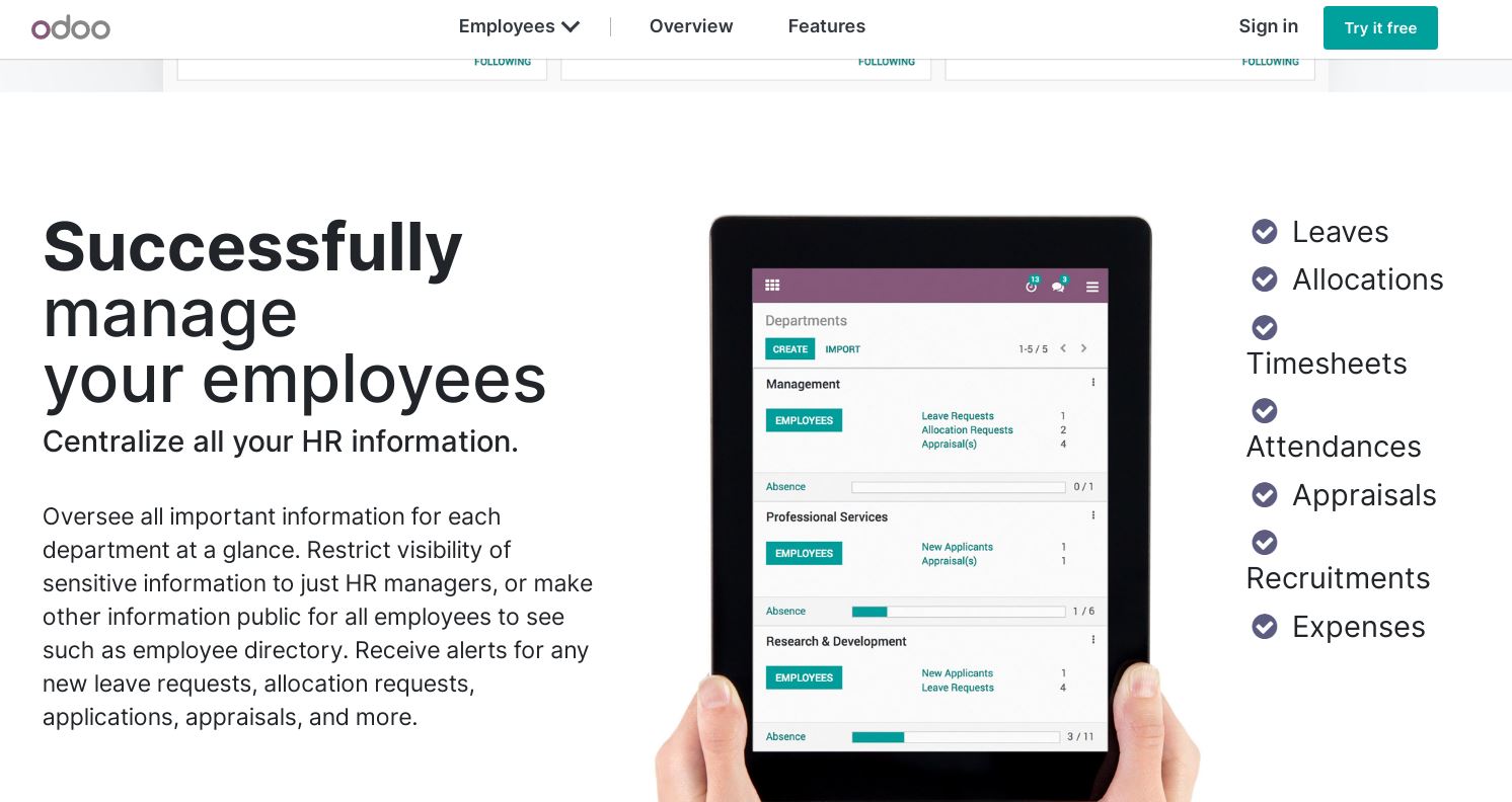 odoo product / service
