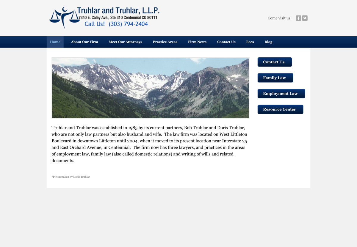 Screenshot of Truhlar and Truhlar, from the lawyer websites collection.