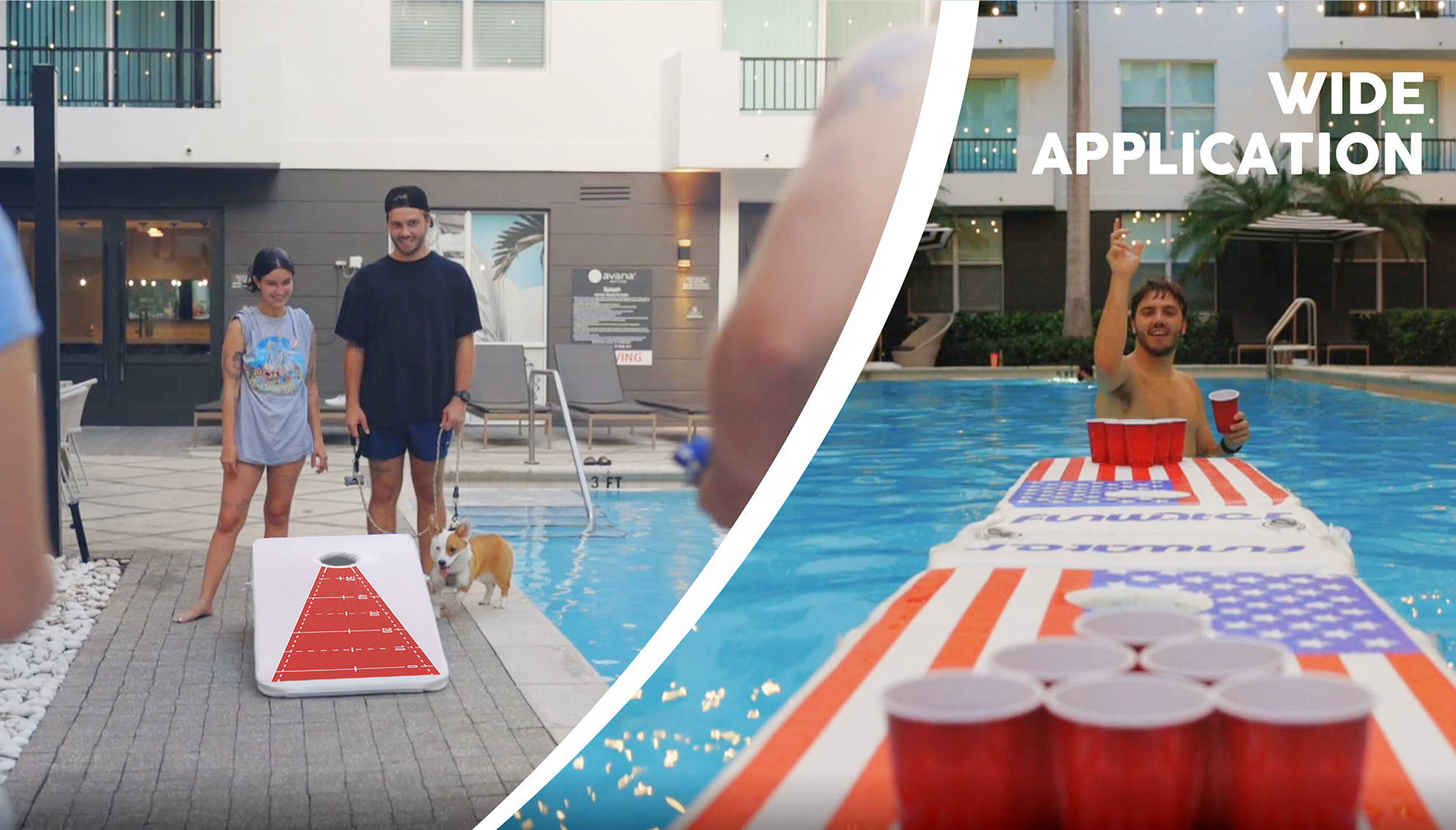 This inflatable cornhole can be used in a wide range of applications, both in the water and on land