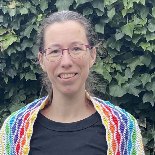 Crocheted scarf Rainbow wave