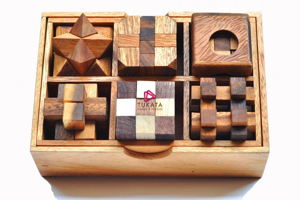 STEM brain teaser puzzle set, 6 wooden mechanical puzzles, the perfect gift for kids that already solve the Rubik's cube
