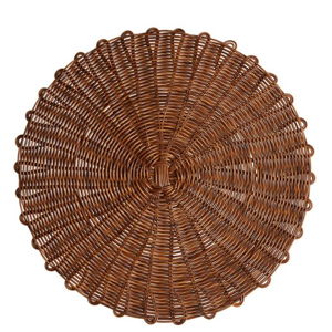 Round Brown Faux Rattan Wipe Off Placemat - World Market