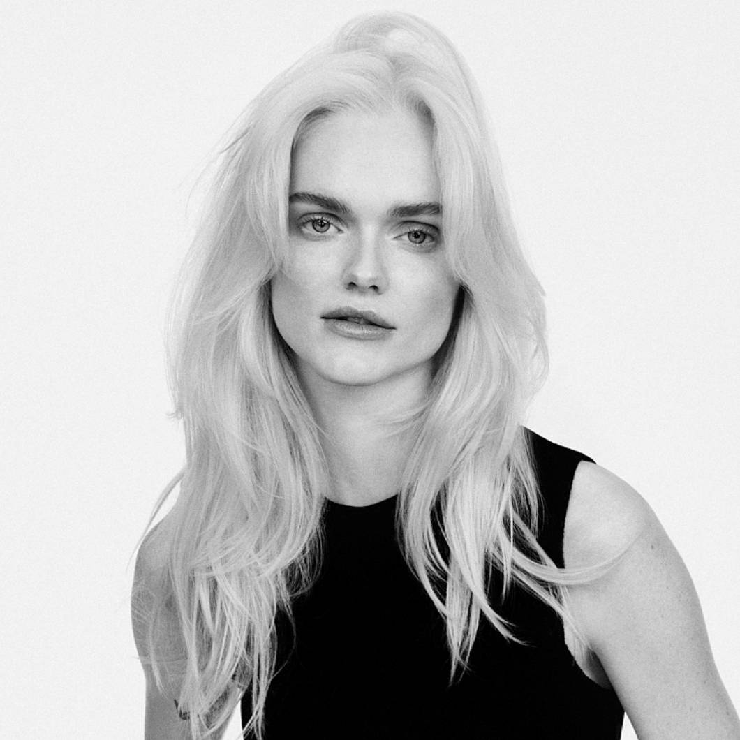 Woman with dramatic blonde layers