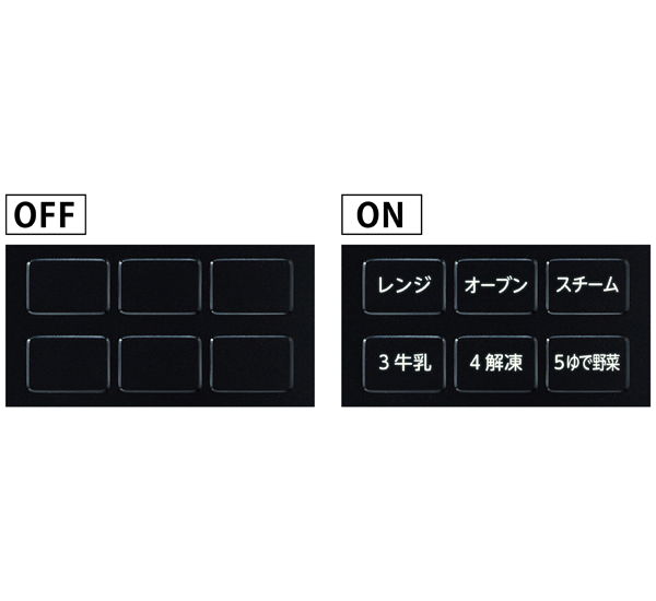 使うときは文字が光って操作をお知らせ