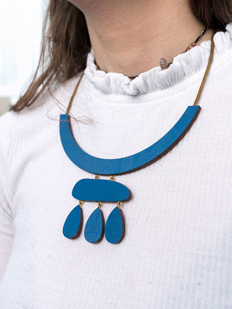 Cloud Necklace in Cobalt Blue | Original statement jewellery by Wolf & Moon handmade in England