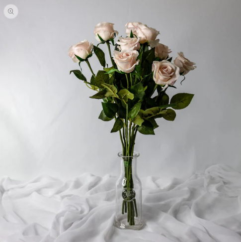Light Pink Real Touch Half Bloom Rose - Realistic Artificial Flowers - Image 2