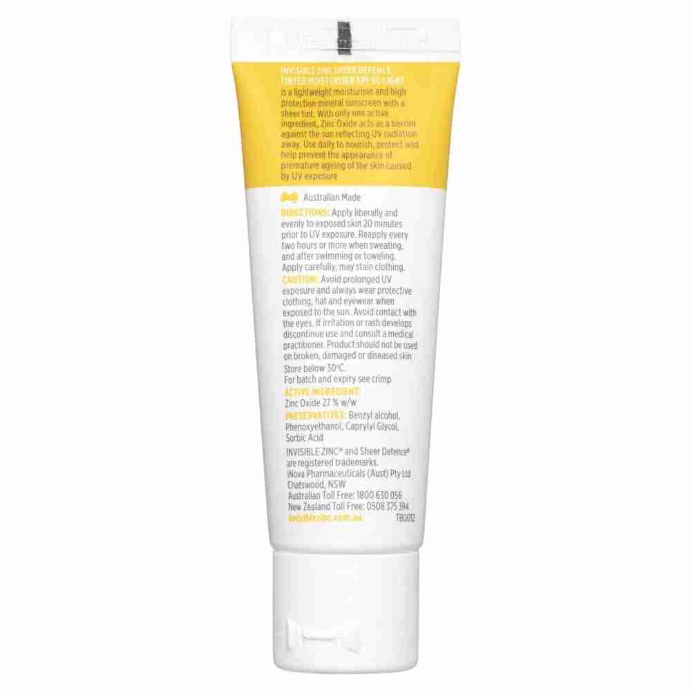 Invisible Zinc SPF 50+ Sheer Defence Tinted Moisturiser Light 50g - Image 7