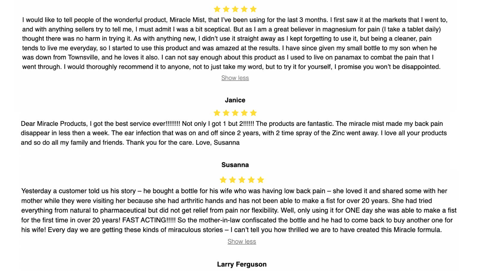 transdermal magnesium testimonials with Miracle Mist
