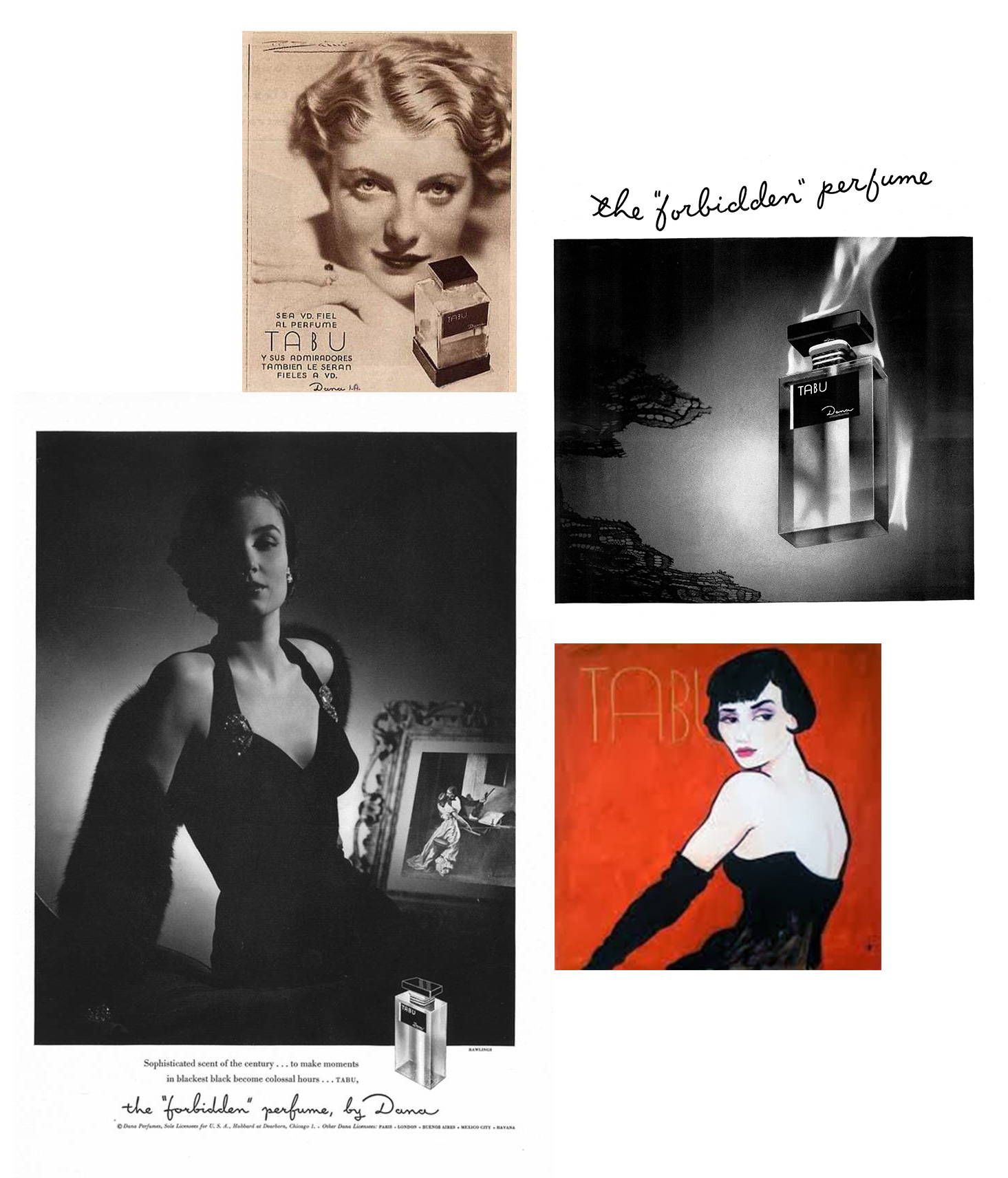 Vintage ads of Tabu perfume.
