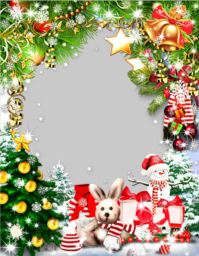 Новогодняя рамка для Фотошоп в .PNG формате