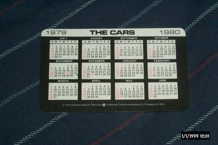 The Cars - Candy-O Promo Card with Calendar