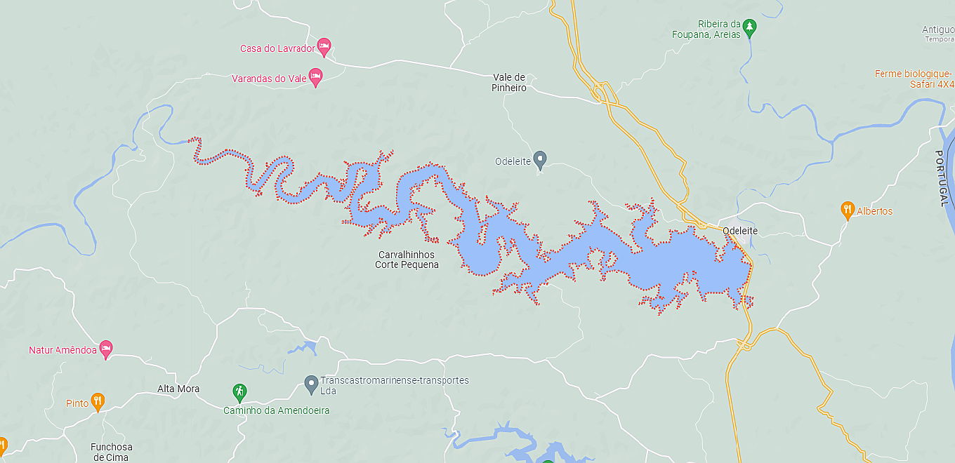  Tavira
- Configuração da barragem de Odeleite no Google Maps