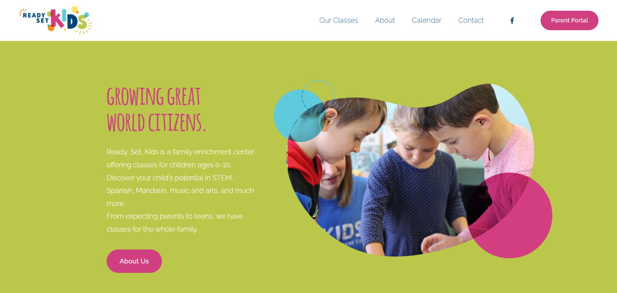 Screenshot of Ready Set Kids, from the school websites collection.
