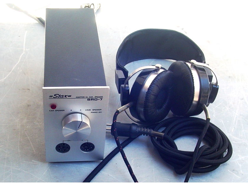 Stax SR-X Headphones Ear Speakers  With SR-7 Adapter Transformer  EX Condition W Boxes