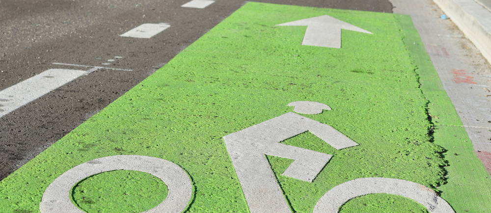 Two cyclists on Georgetown bicycle lane